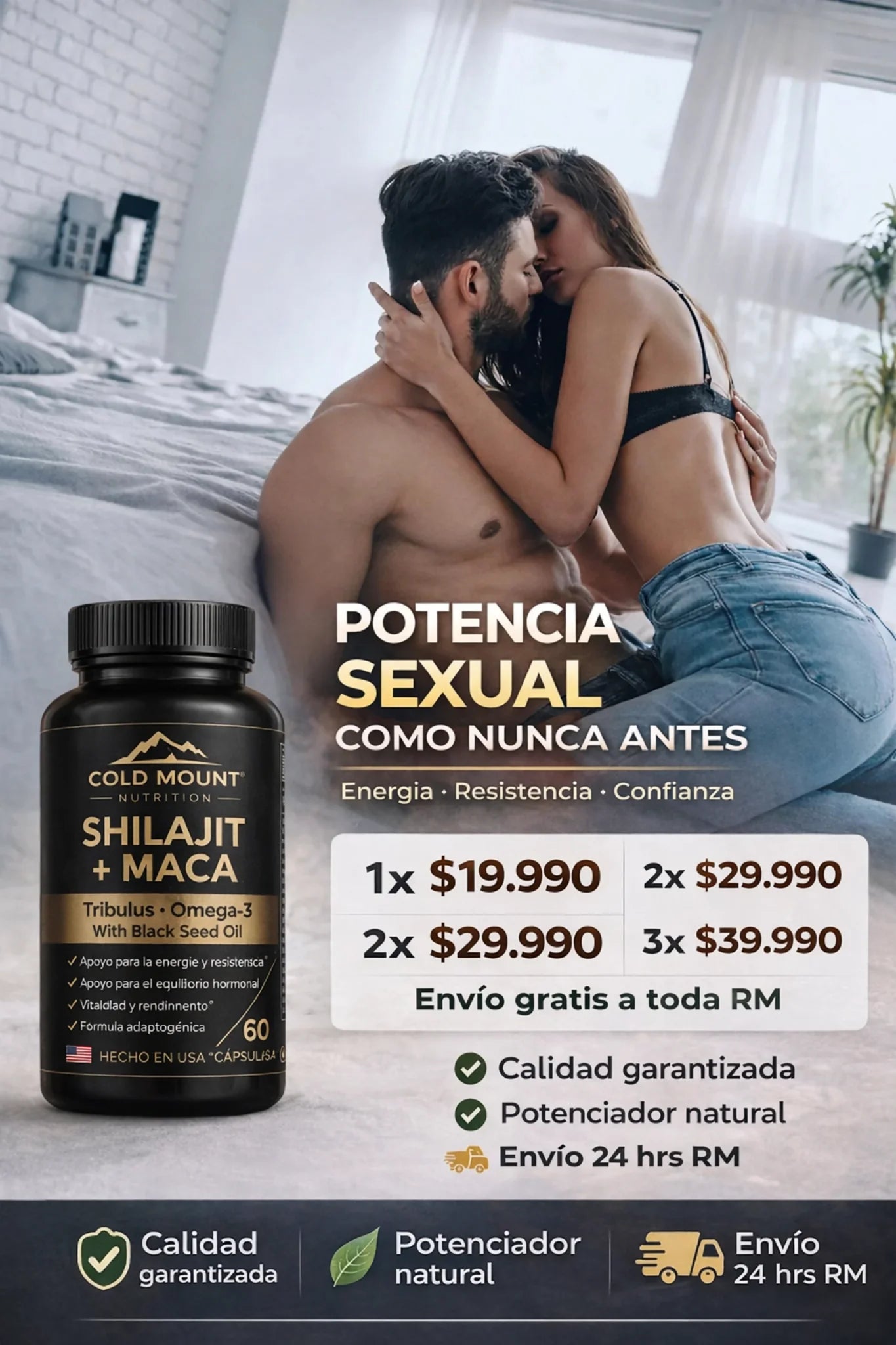 SHILAJIT COLD MOUNT MÁS TESTOSTERONA - (CHAO AL VIAGRA)+ MACA NEGRA