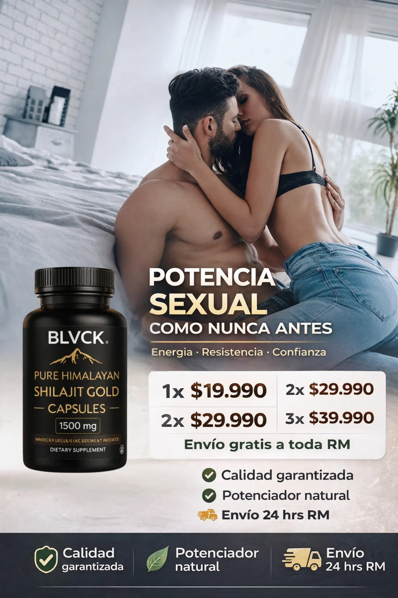 BLVCK SHILAJIT TESTOSTERONA - (CHAO AL VIAGRA)+ MACA NEGRA